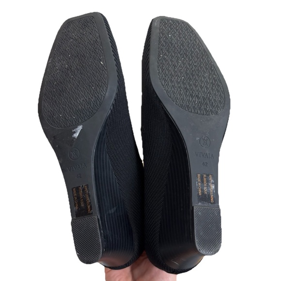 Vivaia Margot Wedge Booties Square Toe Water Repellant Black Size 42 US 10.5 - Picture 5 of 7